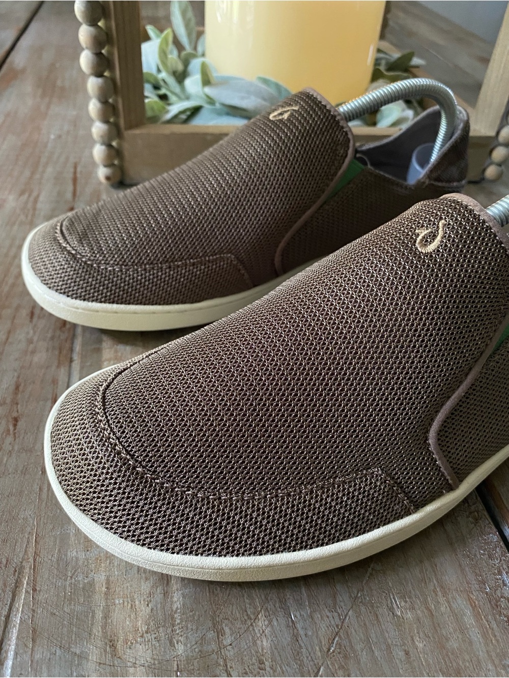 OluKai Nohea Mesh Shoes Slip on Loafers Mustang Lime Peel Mens 8.5 - Picture 9 of 16